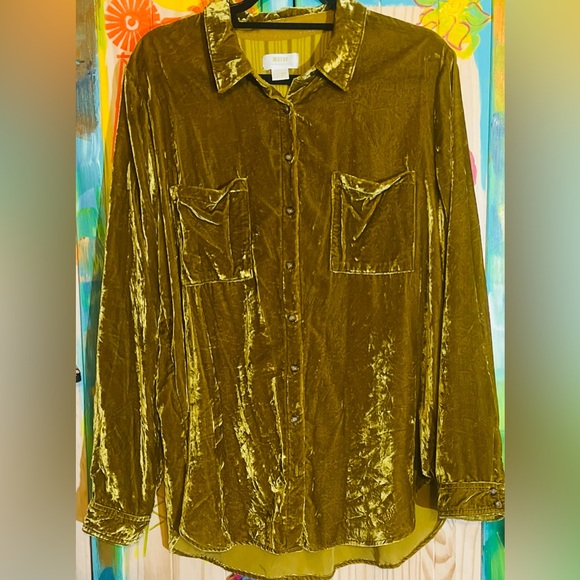 Maeve Tops - Anthropologie Maeve Golden Velvet Shirt